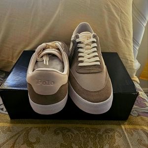 NEW Polo Ralph Lauren Court VLC Men’s Lace Up Sneakers Shoes Gray Size 10.5Suede